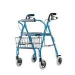 Deambulatore tipo rollator, duralluminio, 4 ruote